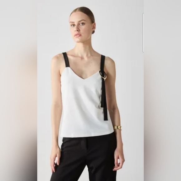 Zara White Camisole with Black Accents - Picture 1 of 6